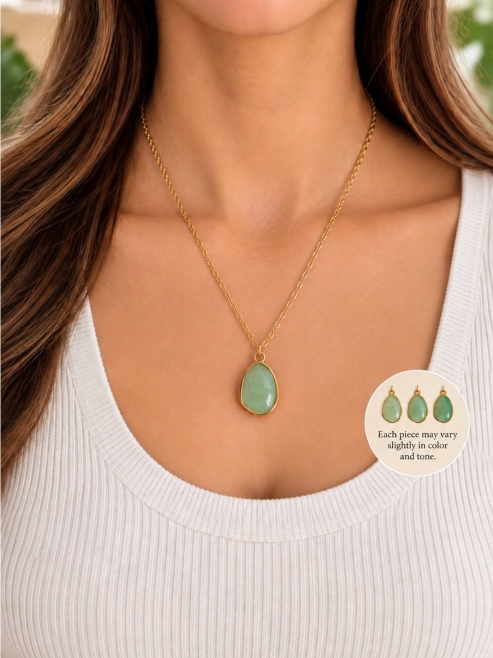 Green Teardrop Pendant Necklace